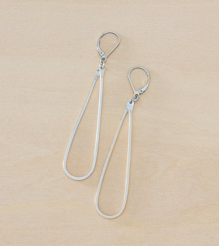 Glean Earrings Bold Long Skinny Teardrop Sterling or Gold