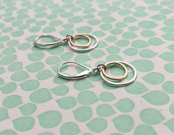 Glow Earrings - silver and gold circles