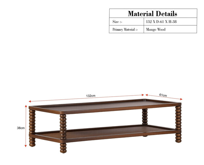 Goa Coastal Wooden Coffee Table Furniselan Teak Finish