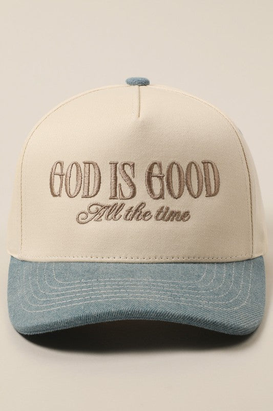 God Is Good Denim Trucker Hat