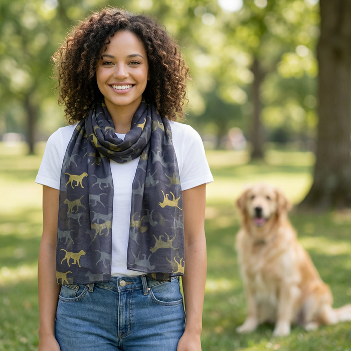 Golden River Running Dogs Scarf - Exclusive Design