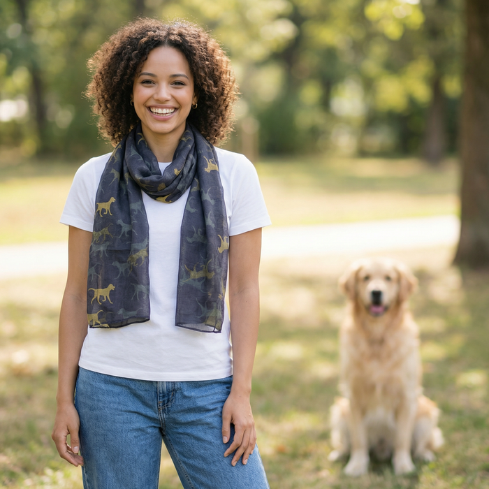 Golden River Running Dogs Scarf - Exclusive Design