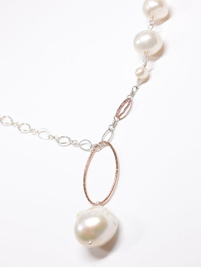 Dancing Pearl nh Necklace with rose gold and sterling