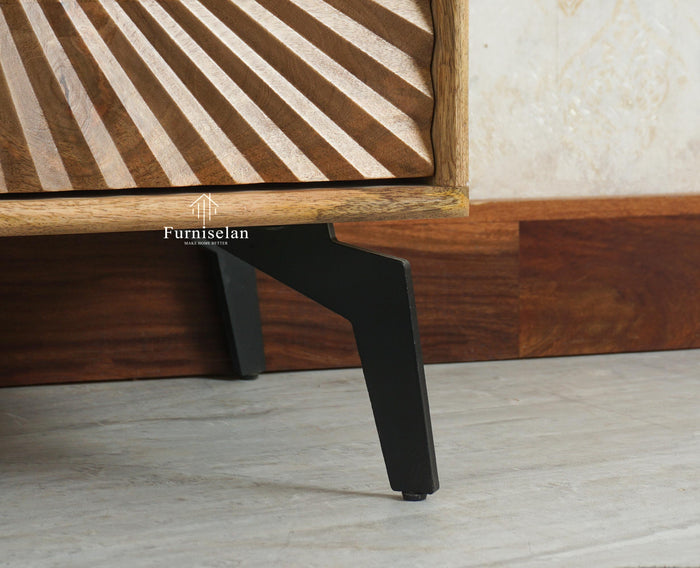 Greece Wooden Two Drawer Bedside Table Nightstand Furniselan Natural Finish