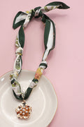 green floral print scarf necklace