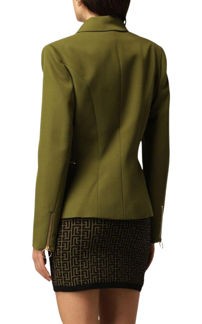 Balmain Green Wool Double - breasted Blazer - Runway Catalog