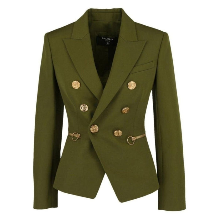 Balmain Green Wool Double - breasted Blazer - Runway Catalog