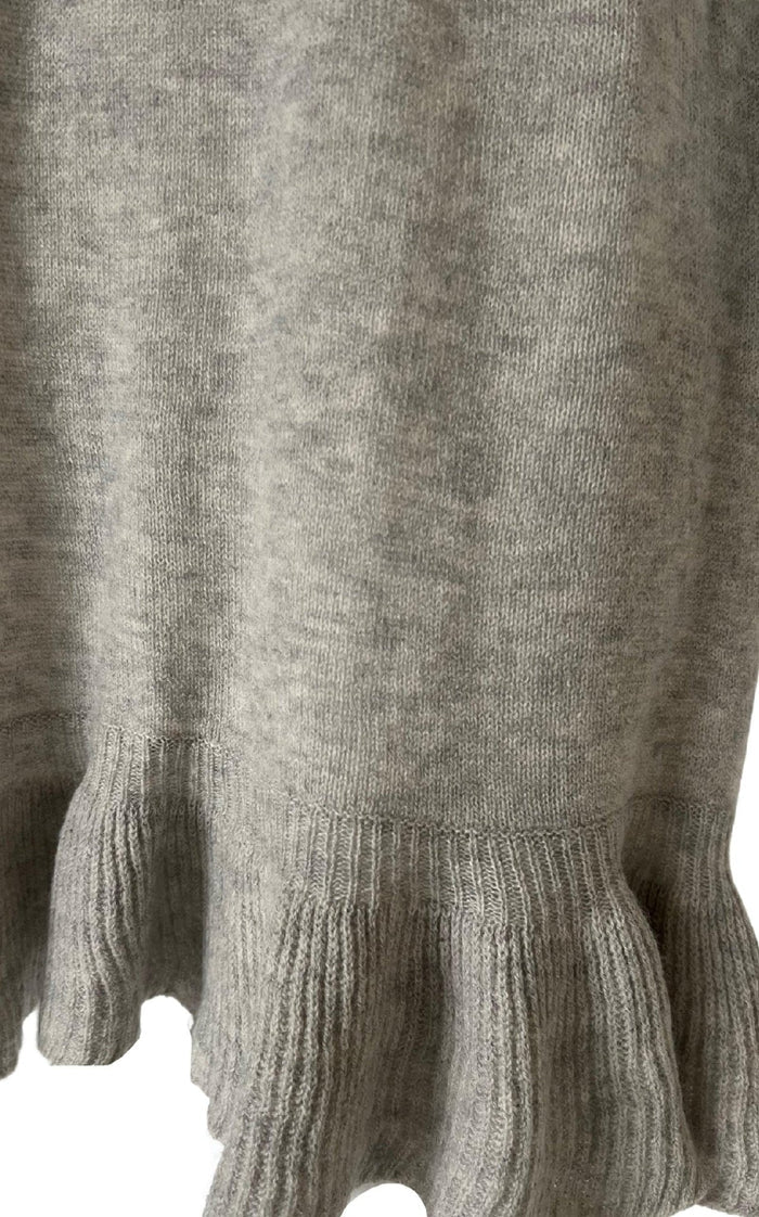 BCBGMAXAZRIA Grey Ruffle Cashmere Blend Dress - Runway Catalog