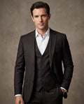 Grey Wool Classic Plain 3 Piece Men's Suit