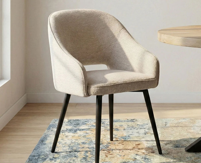 Grove Grace Dining Chair – Modern Upholstered Dining Chair for Home & Café Light Beige