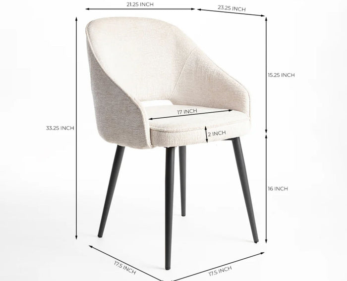 Grove Grace Dining Chair – Modern Upholstered Dining Chair for Home & Café Light Beige