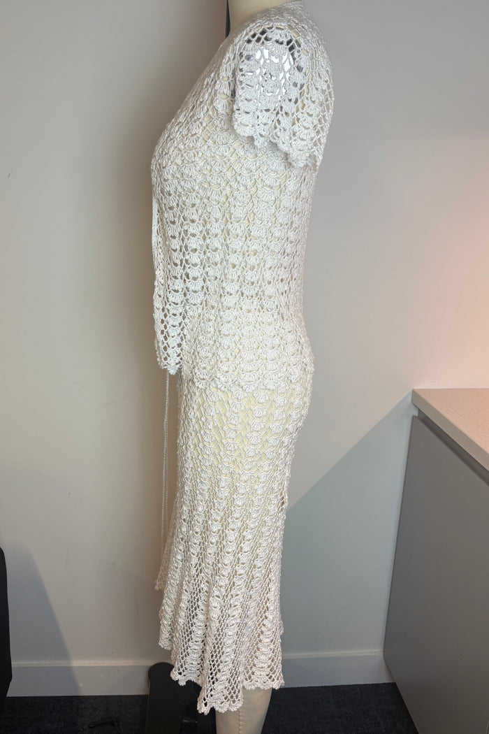 Hand Crochet Cotton Sheath Midi Dress Set