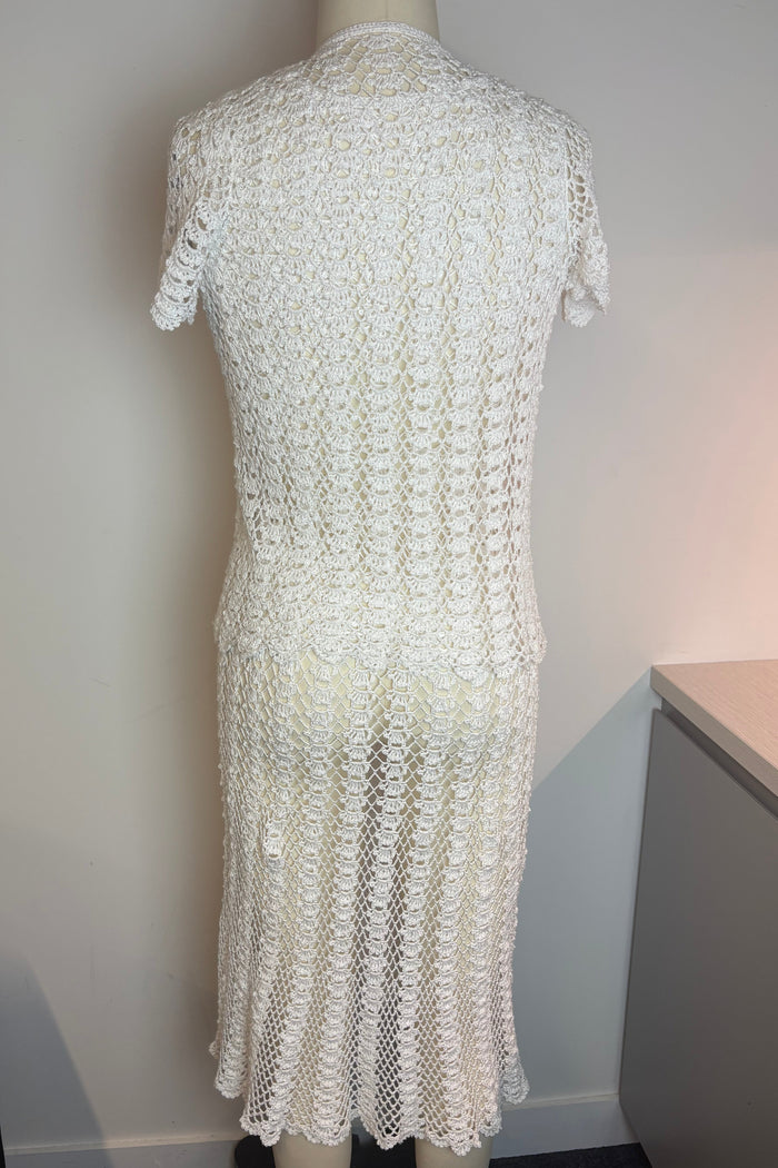 Hand Crochet Cotton Sheath Midi Dress Set