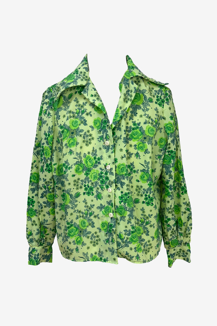 Hand-made Fluoro green button front shirt