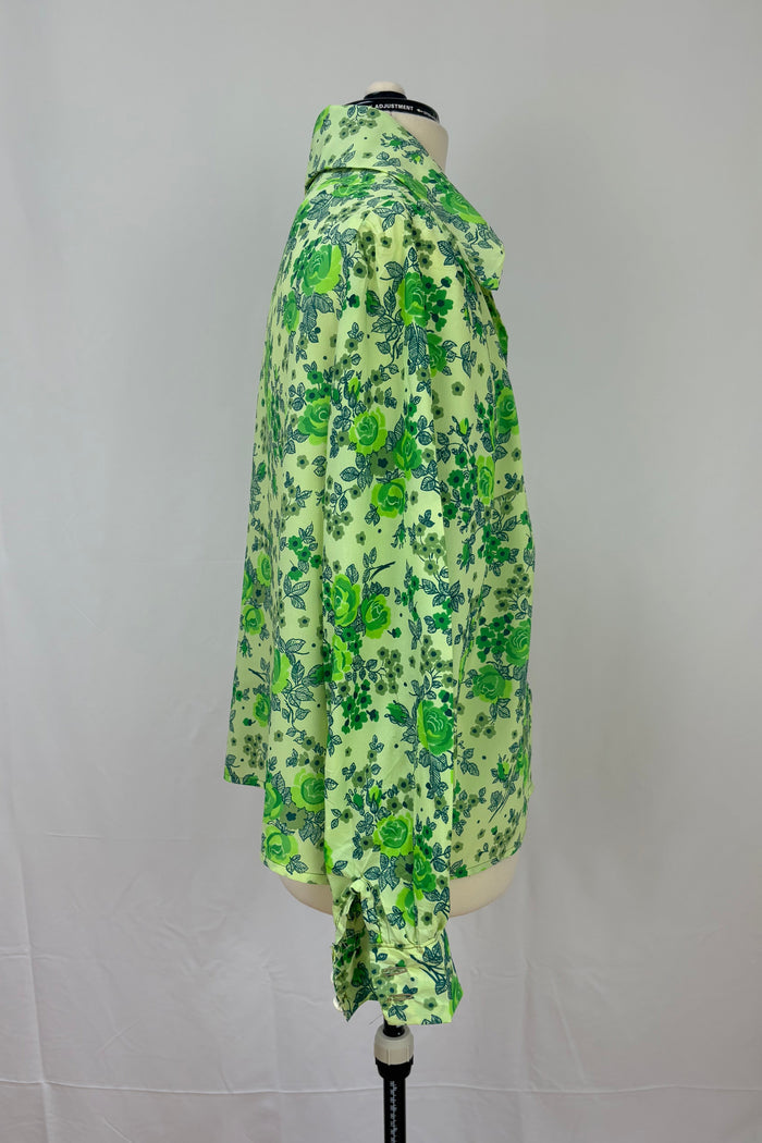 Hand-made Fluoro green button front shirt