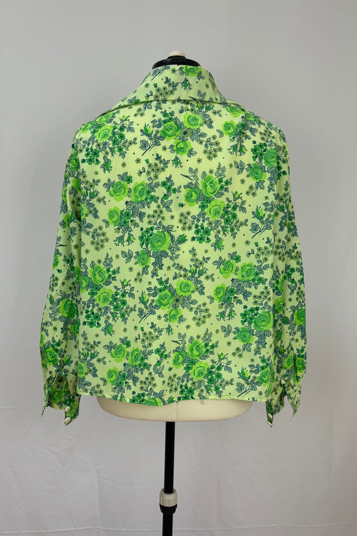 Hand-made Fluoro green button front shirt
