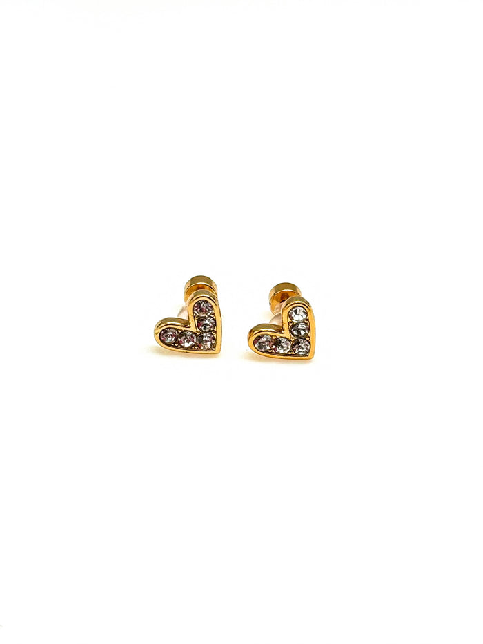 Sparkly gold heart earrings