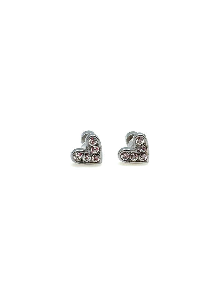 Sparkly silver heart studs