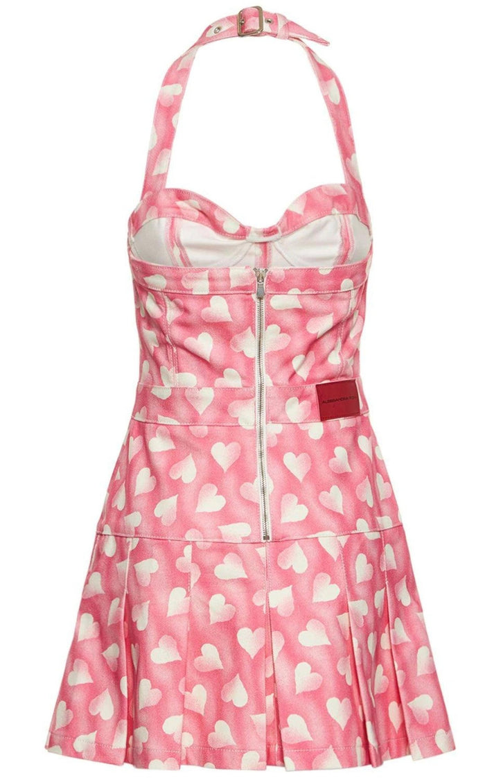 Alessandra Rich Heart - print Halterneck Mini Dress - Runway Catalog
