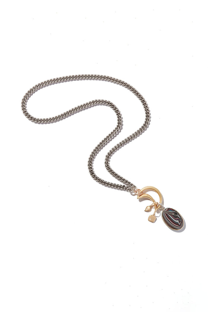 Heavy Curb Chain - Sterling Silver Chain w/ Yellow Gold Loops