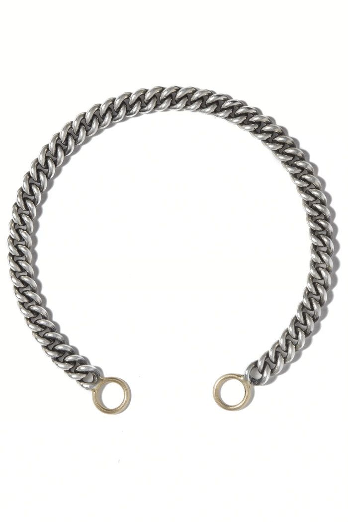 Heavy Curb Chain - Sterling Silver Chain w/ Yellow Gold Loops