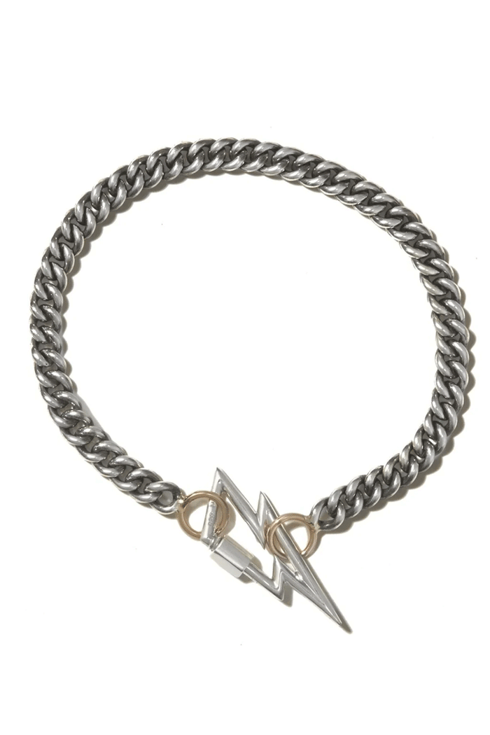 Heavy Curb Chain - Sterling Silver Chain w/ Yellow Gold Loops