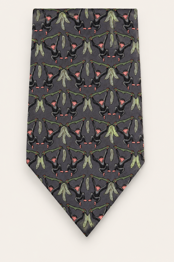 Hermes 'Les Singes '1990s 100% Silk Neck Tie