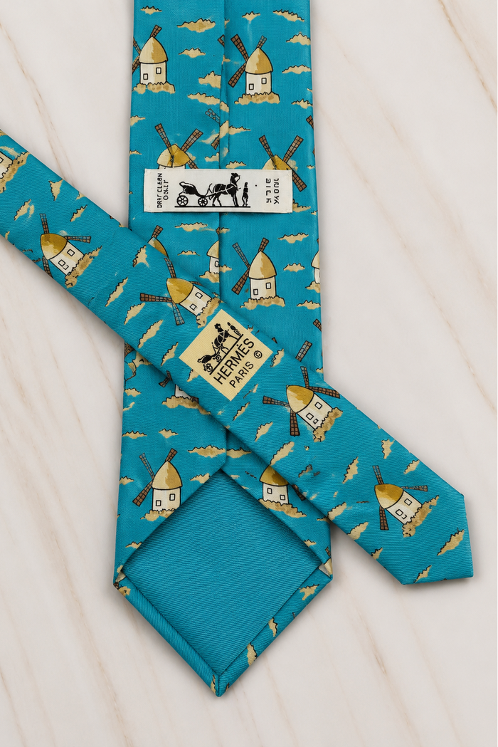 Hermes 'Moulins' 1990s 100% Silk Neck Tie