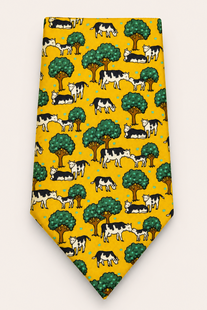 Hermes 'Pastoral Herd' 1990s 100% Silk Neck Tie