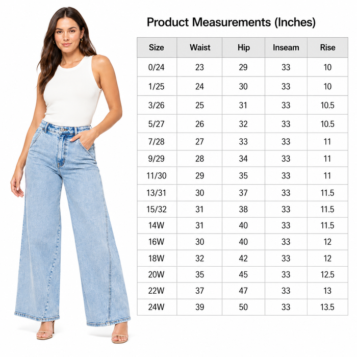 Judy Blue light wash wide leg jeans with skewed inseam, back pockets and flattering high rise shape for women plus ready fits