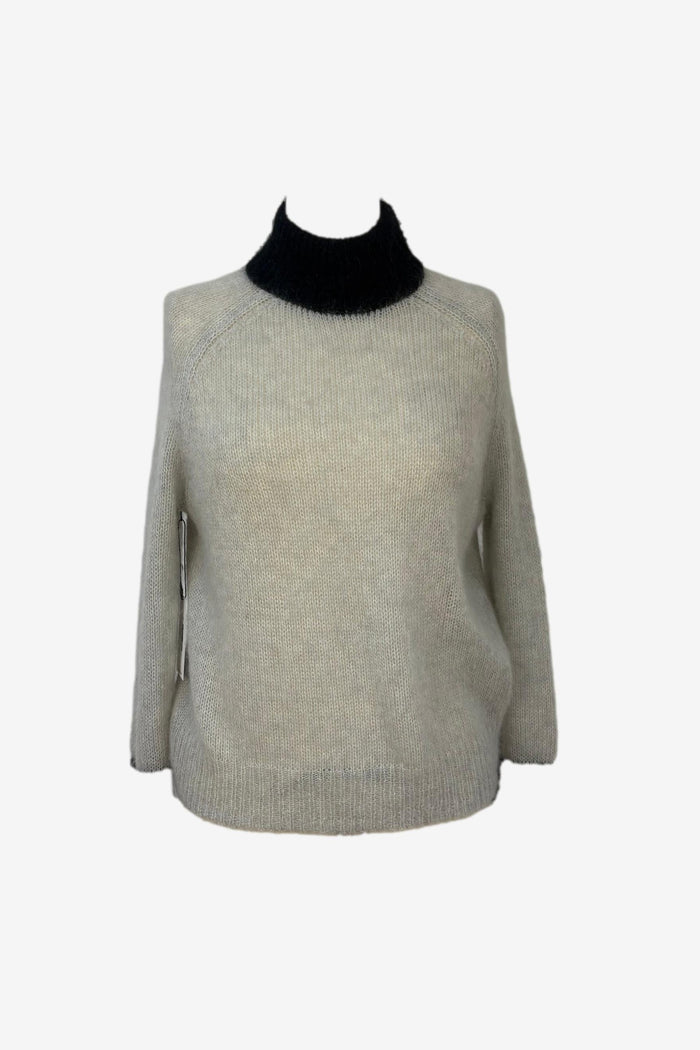 Husk Contast Trim Mohair Knit
