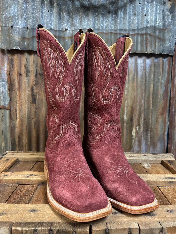 Hyer Augusta Burgundy Roughout Cowhide