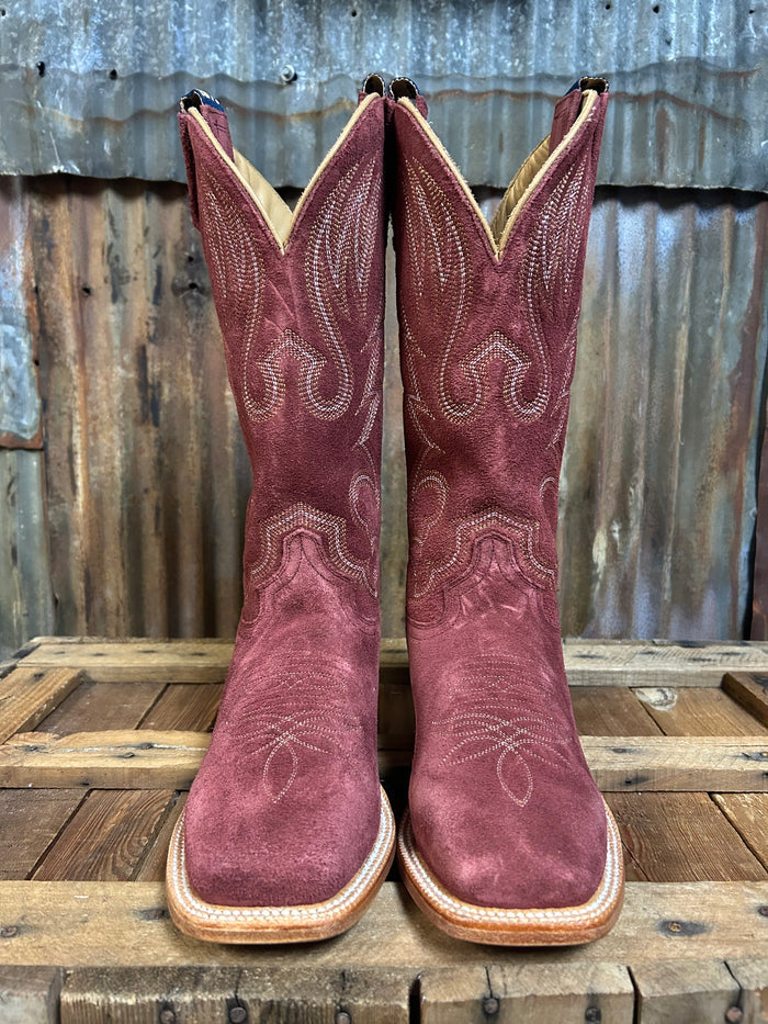 Hyer Augusta Burgundy Roughout Cowhide