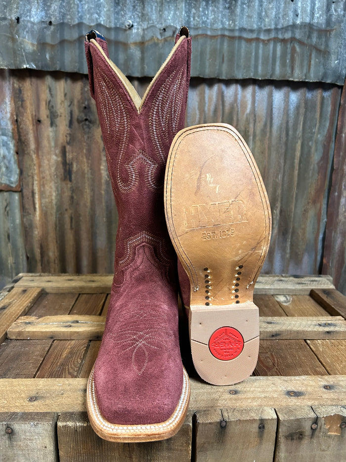 Hyer Augusta Burgundy Roughout Cowhide