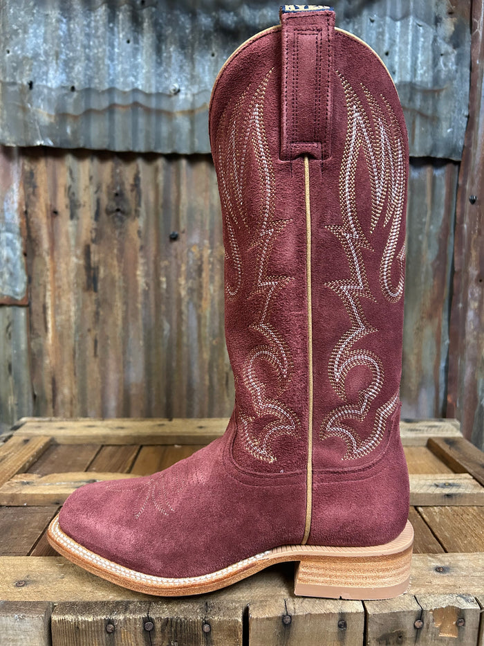 Hyer Augusta Burgundy Roughout Cowhide