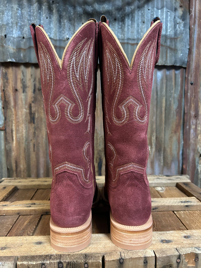 Hyer Augusta Burgundy Roughout Cowhide
