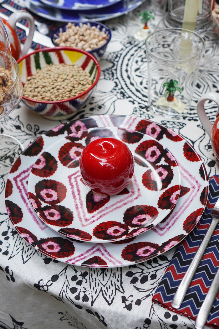 Ikat Maroon Plate