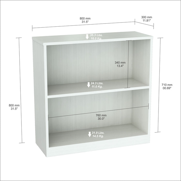 Inval Imported Modern Wooden 2-Shelf Bookcase/Hutch in White