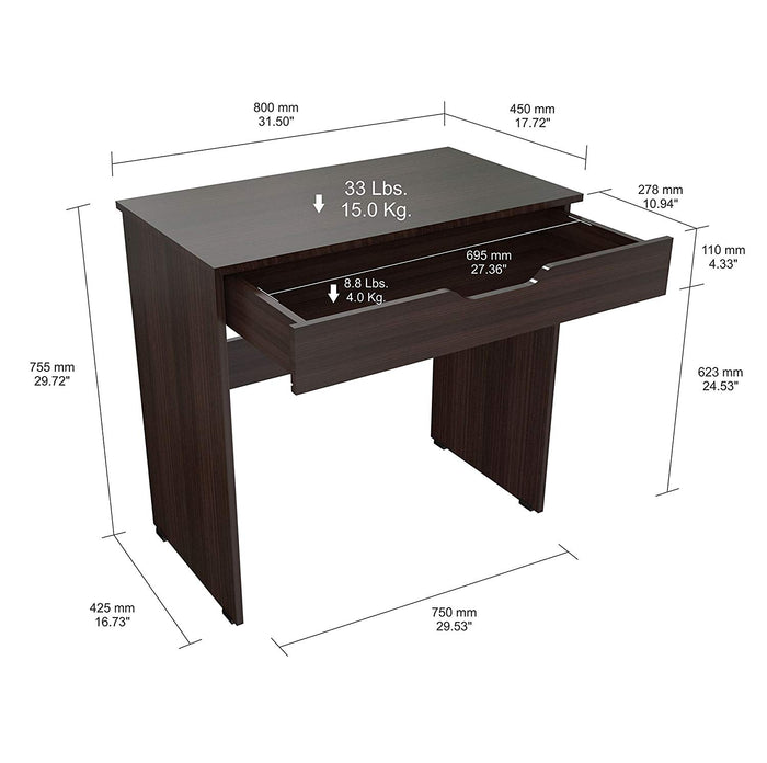 Inval Imported Modern Wooden Computer Writing Desk with Drawer - Espresso