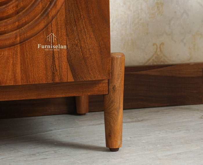Italy Wooden One Door Nightstand Bedside Table Furniselan Brown Finish