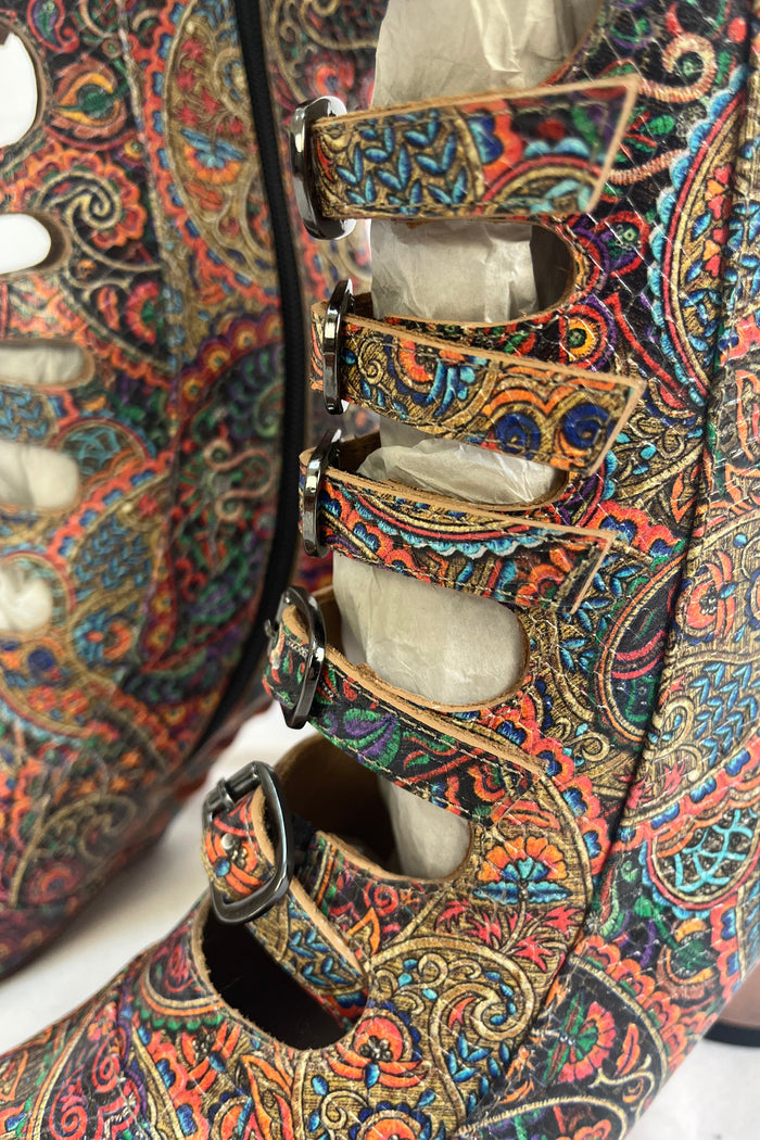 John Fluevog Paisley Print Leather Boots