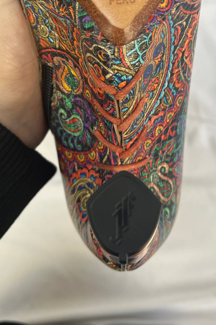 John Fluevog Paisley Print Leather Boots