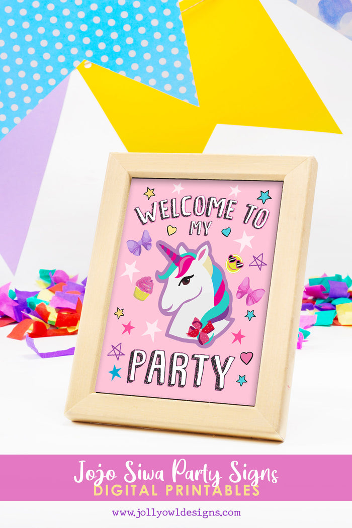 Jojo Siwa Party Signs - Welcome To My Party Sign