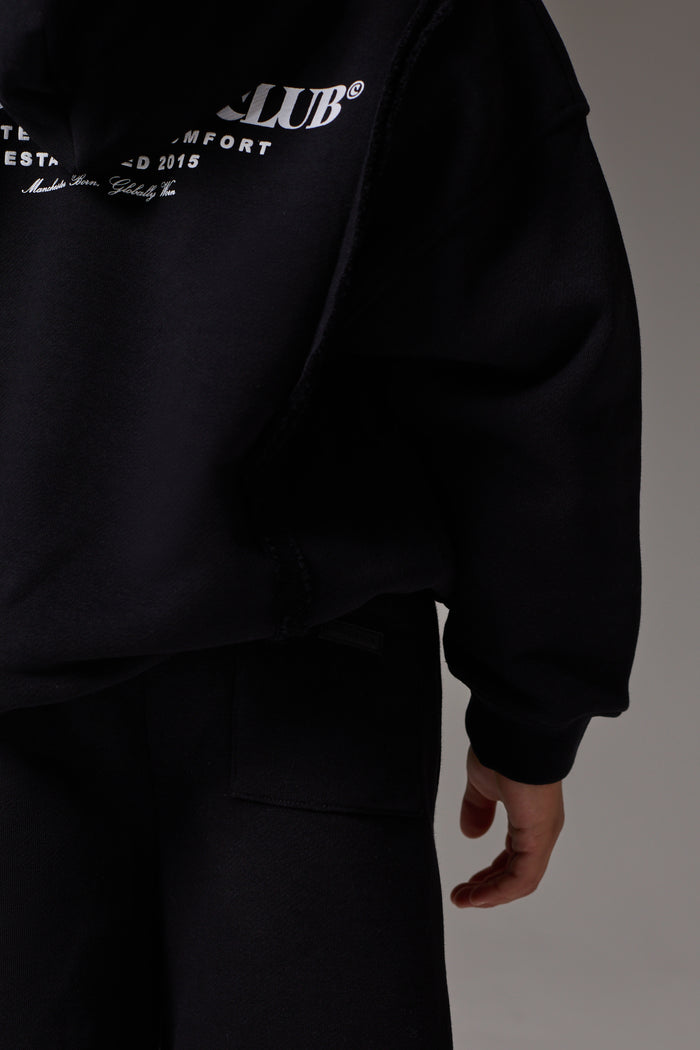 JUNIOR COPYRIGHT ZIP THROUGH HOODIE - BLACK