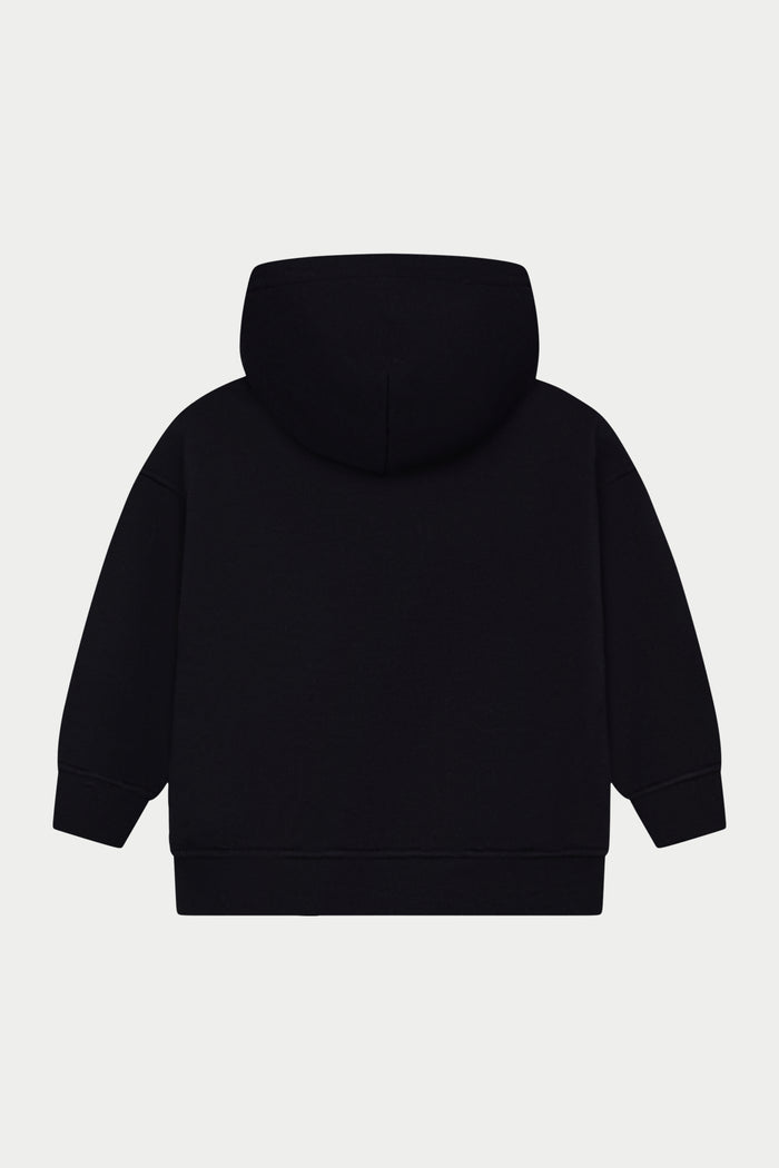 JUNIOR EMBLEM APPLIQUE HOODIE - BLACK
