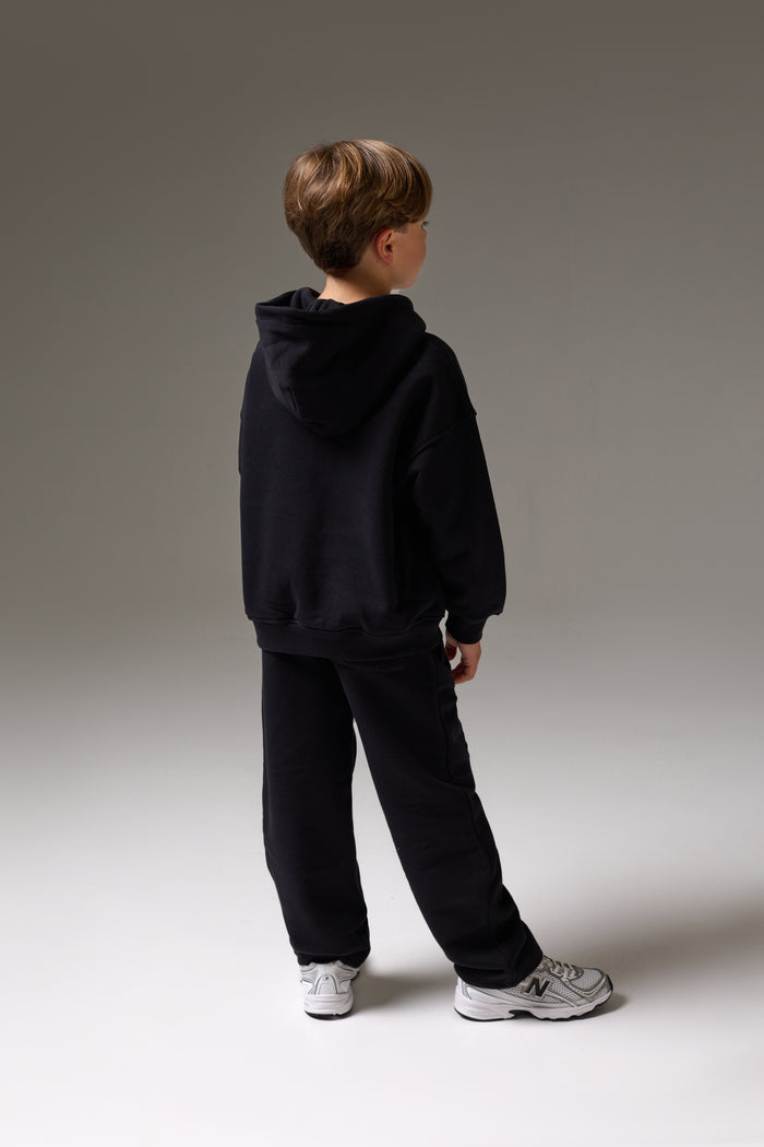 JUNIOR EMBLEM APPLIQUE JOGGERS - BLACK