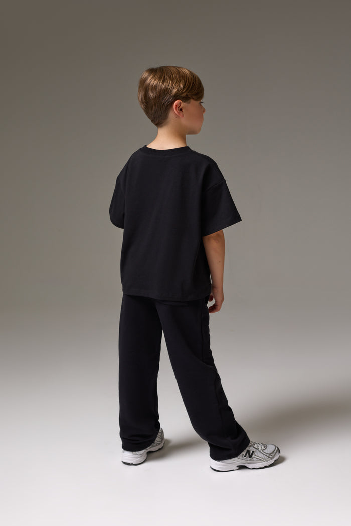 JUNIOR EMBLEM APPLIQUE JOGGERS - BLACK