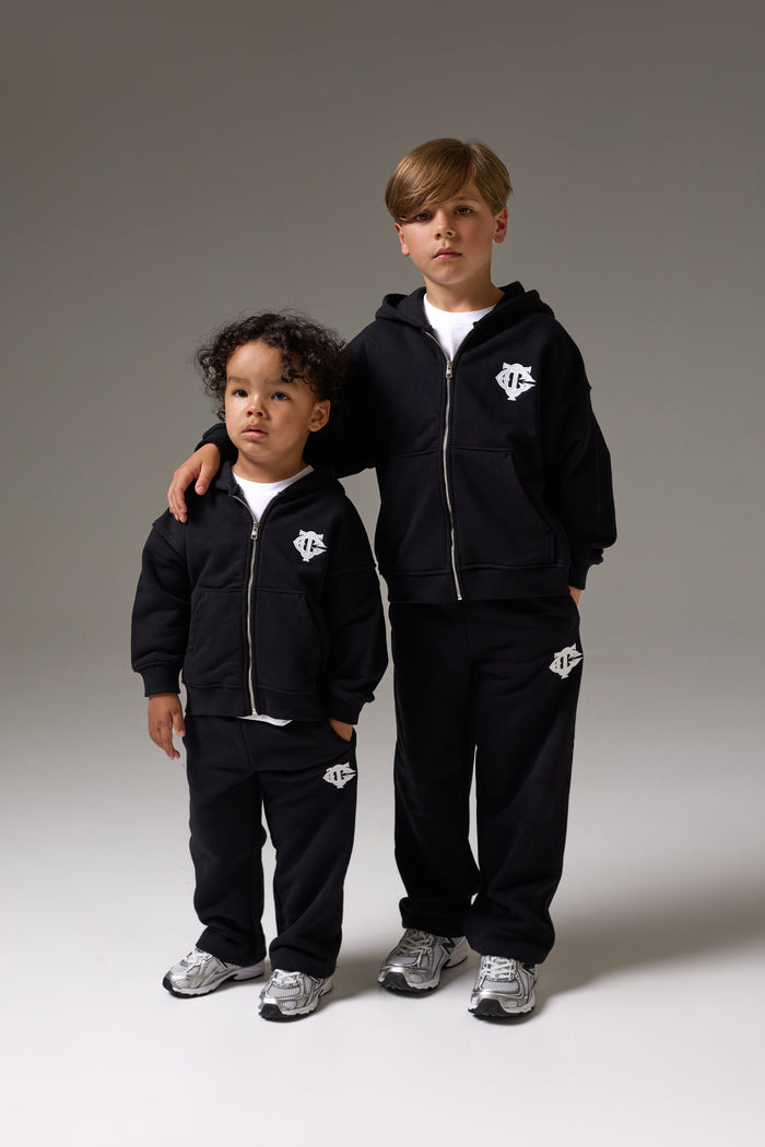 JUNIOR EMBLEM APPLIQUE JOGGERS - BLACK