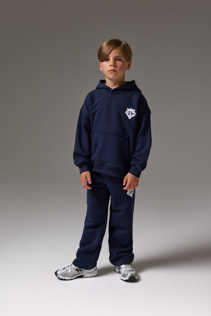 JUNIOR EMBLEM APPLIQUE JOGGERS - NAVY