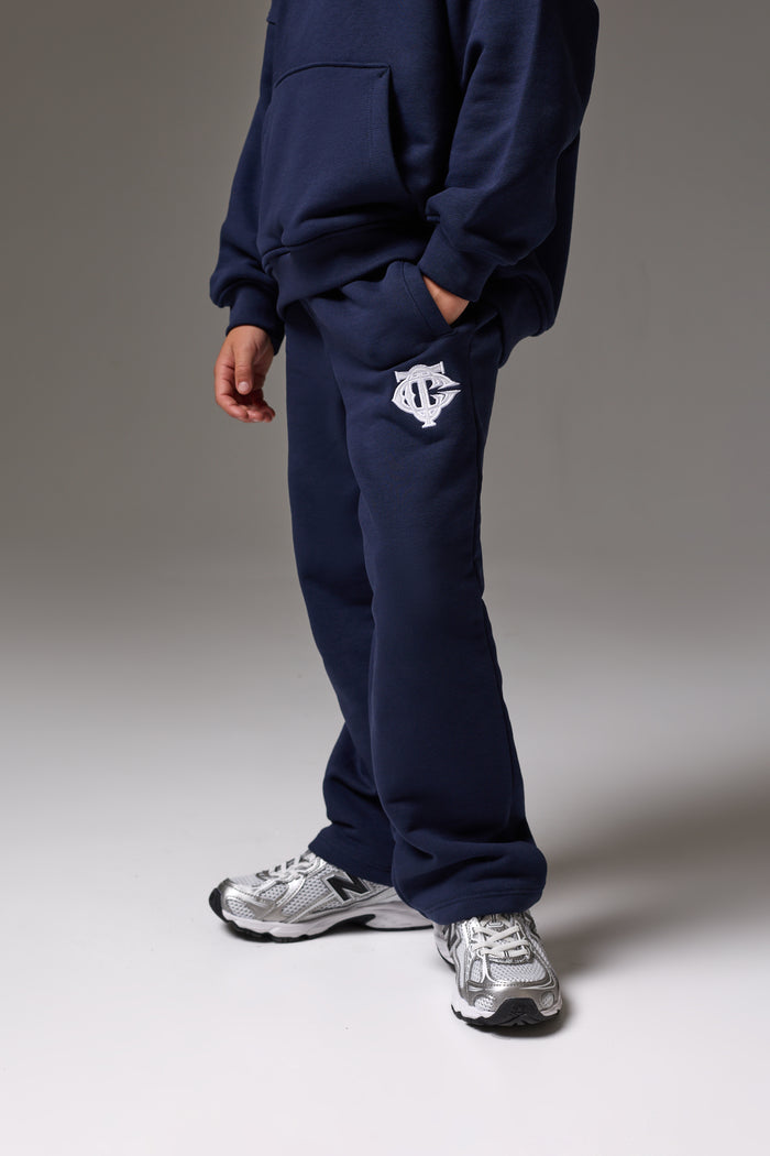 JUNIOR EMBLEM APPLIQUE JOGGERS - NAVY